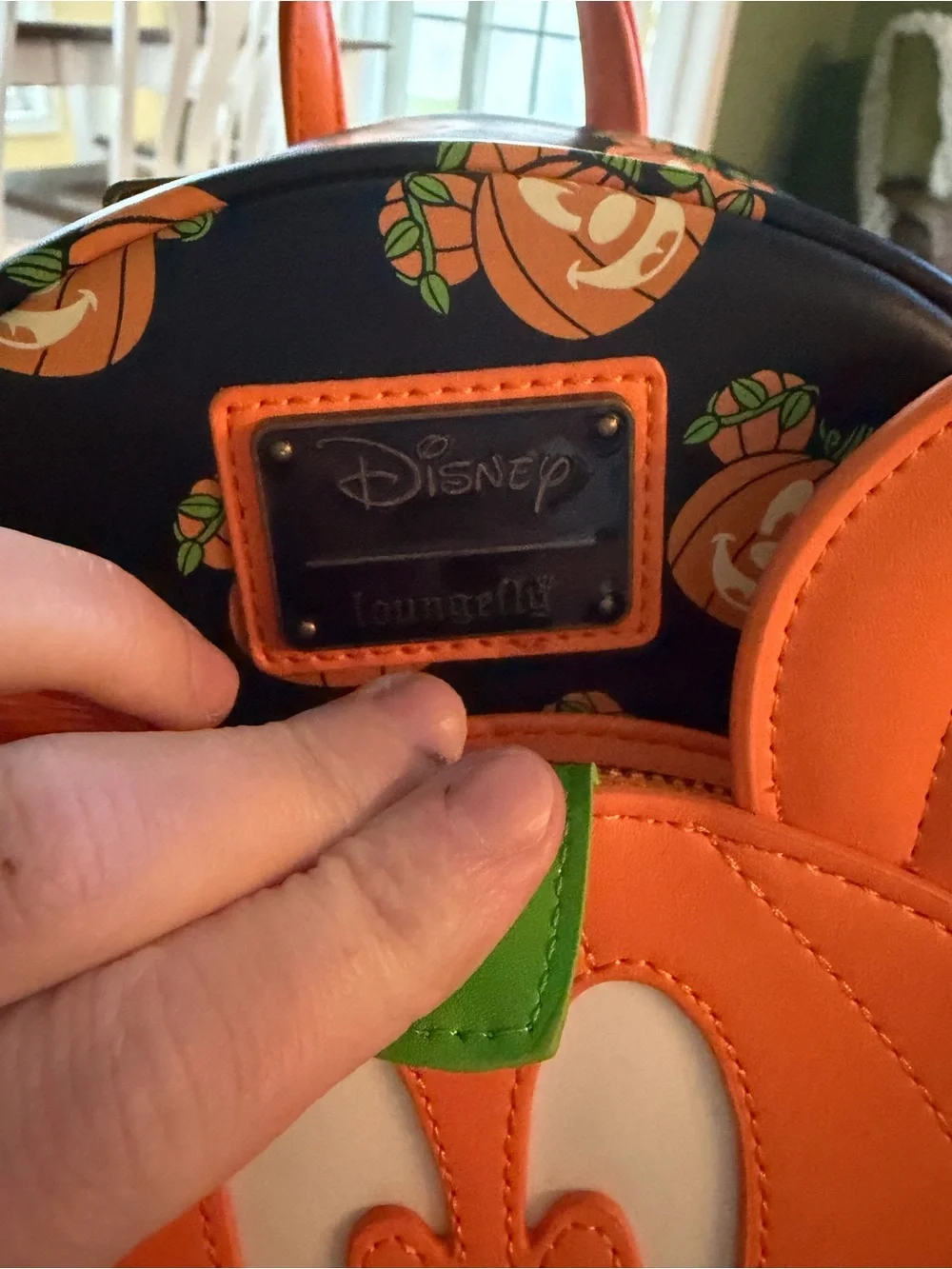 Loungefly Orange and Black Mickey Pumpkin Mini Backpack